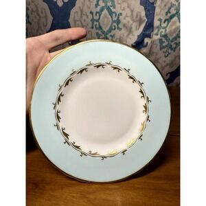 Vintage Tuscan Fine English Bone China Westminster Blue Plate With Gold Trim